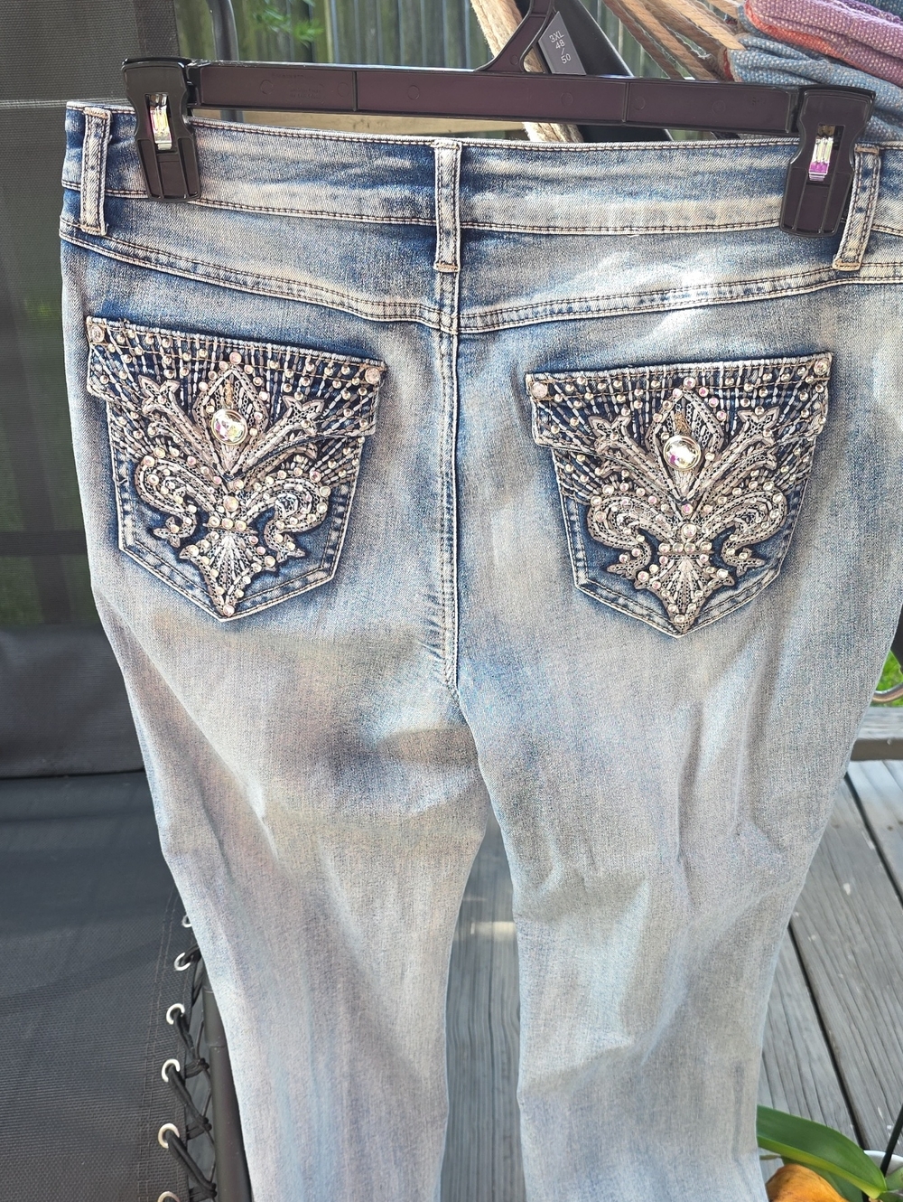 Classic Light Blue Embellished Boot Cut Jeans